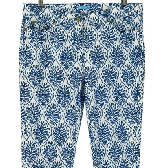 J. McLaughlin Lexi Jeans Slim Straight Leg Stretch Women 10 Blue White - Picture 2 of 10